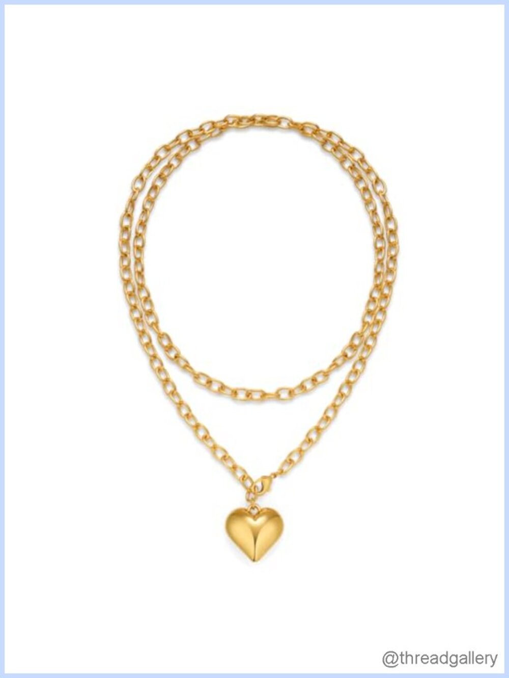 Gold Plated Chunky Heart Pendant Necklace Lobster Clasp 36" Long Statement